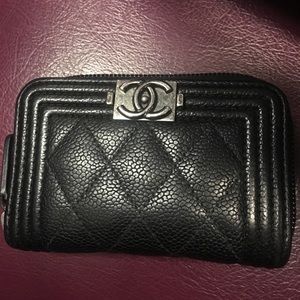 Chanel Caviar Boy zip around coin wallet